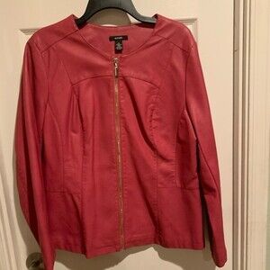 Alfani Rose Pink Faux leather Jacket size L in excellent shape.